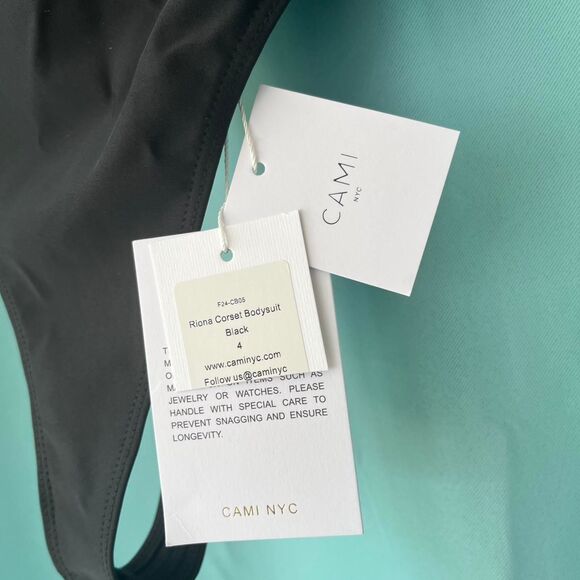 NWT Cami NYC Riona Lace Mesh Corset Bodysuit in Black Sz 4 - Picture 4 of 7